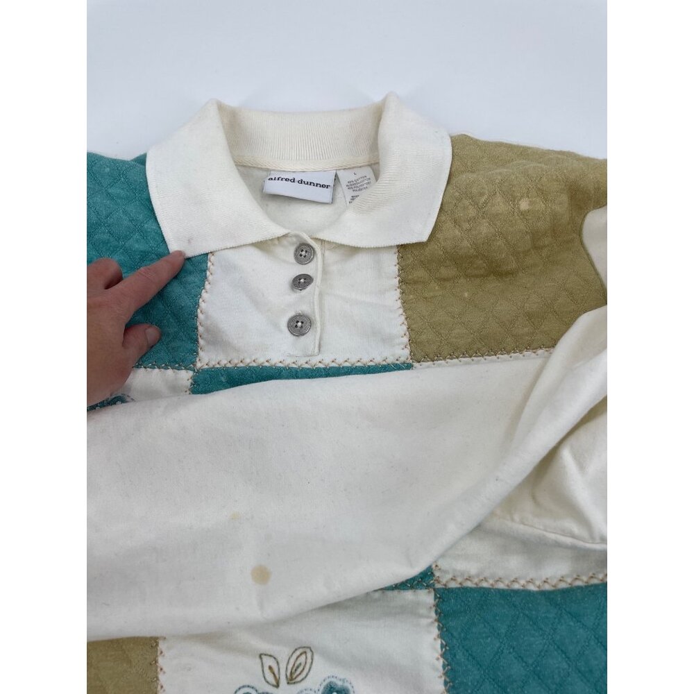 Alfred Dunner Womens Large Floral Patchwork Quilted Sweater Granny Cottage - Picture 5 of 8